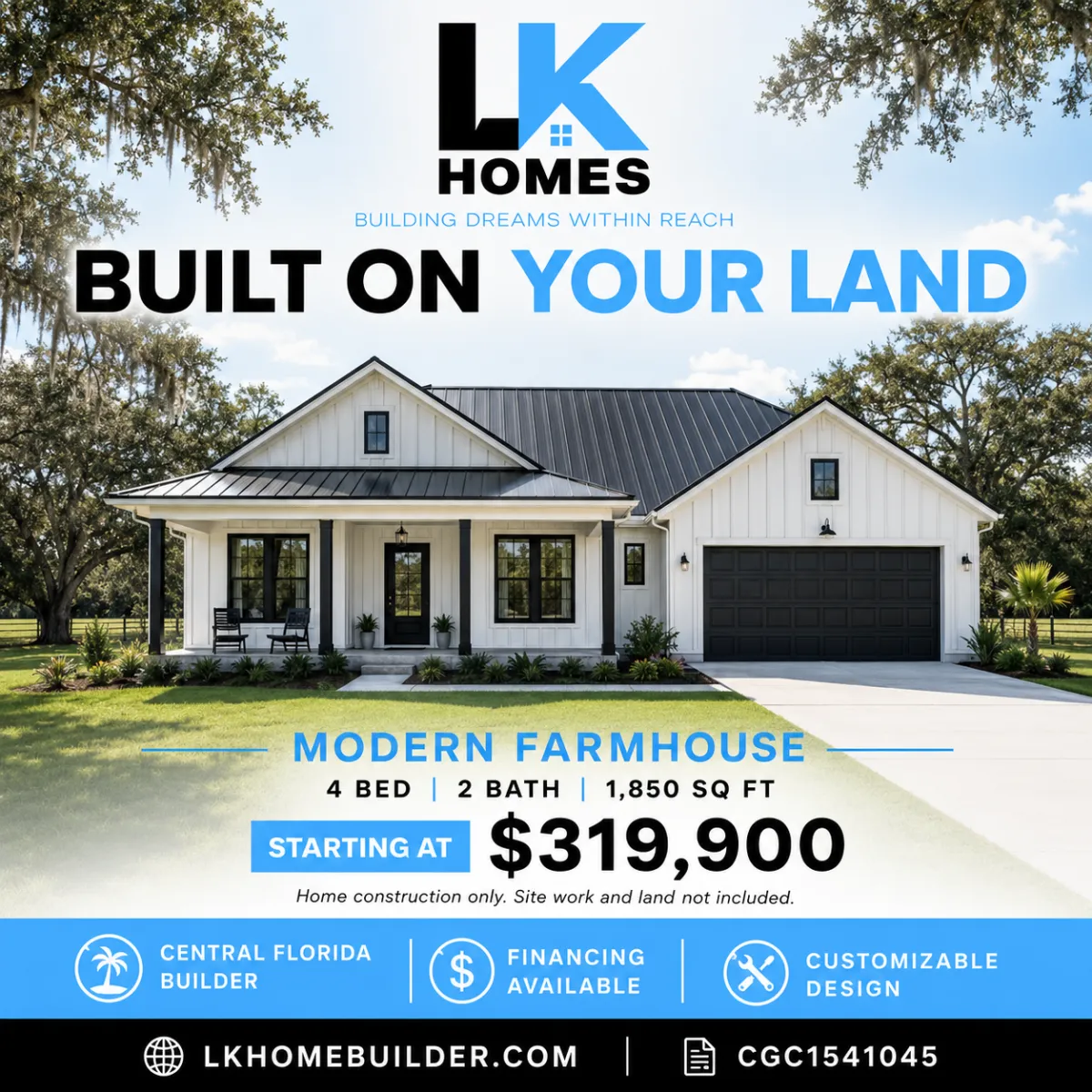 Custom steel home exterior in North Central Florida
