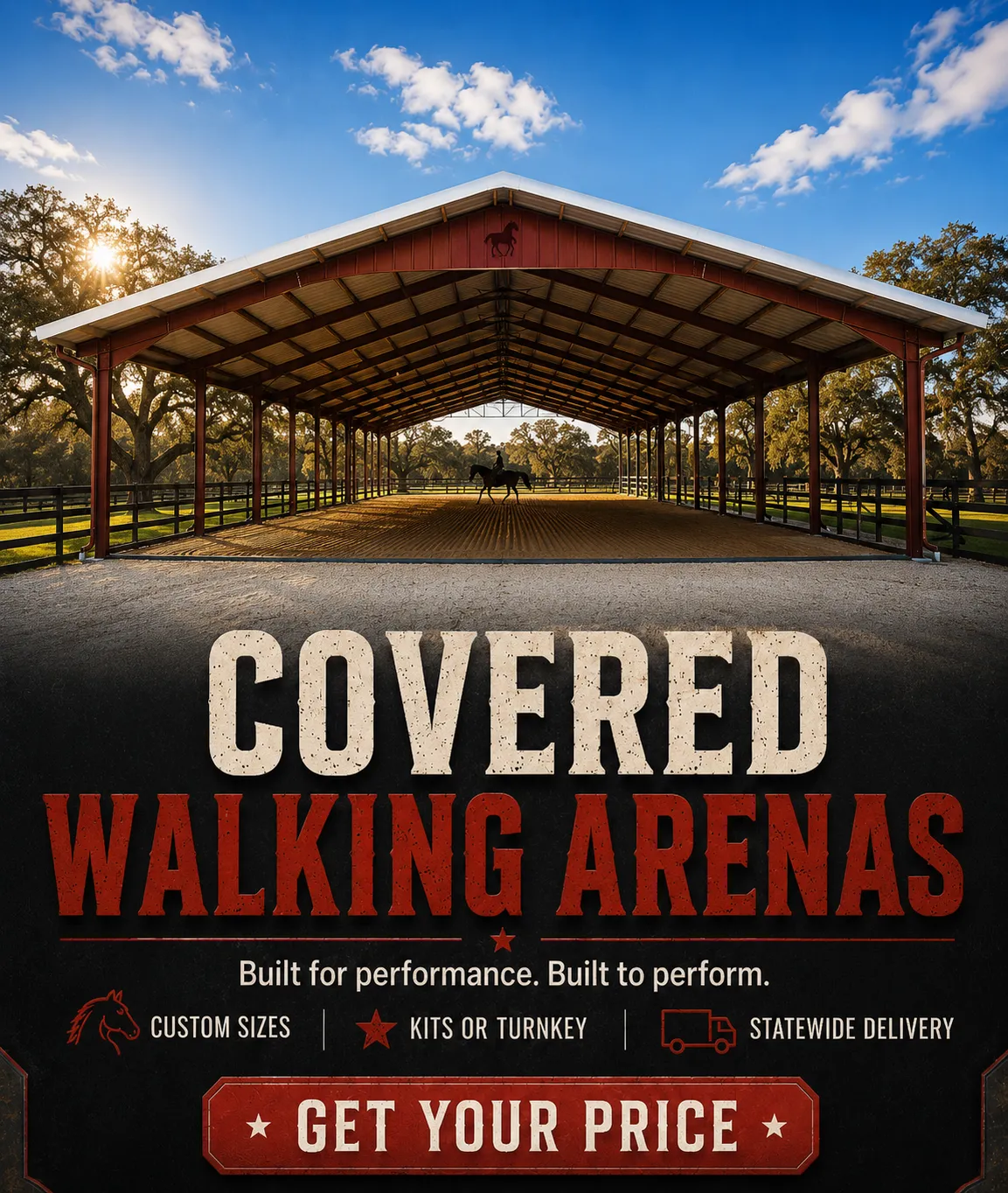 Covered riding arena under construction