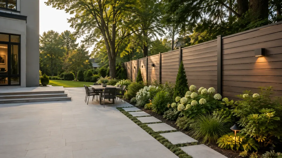 Modern Privacy Fence With Landscaping