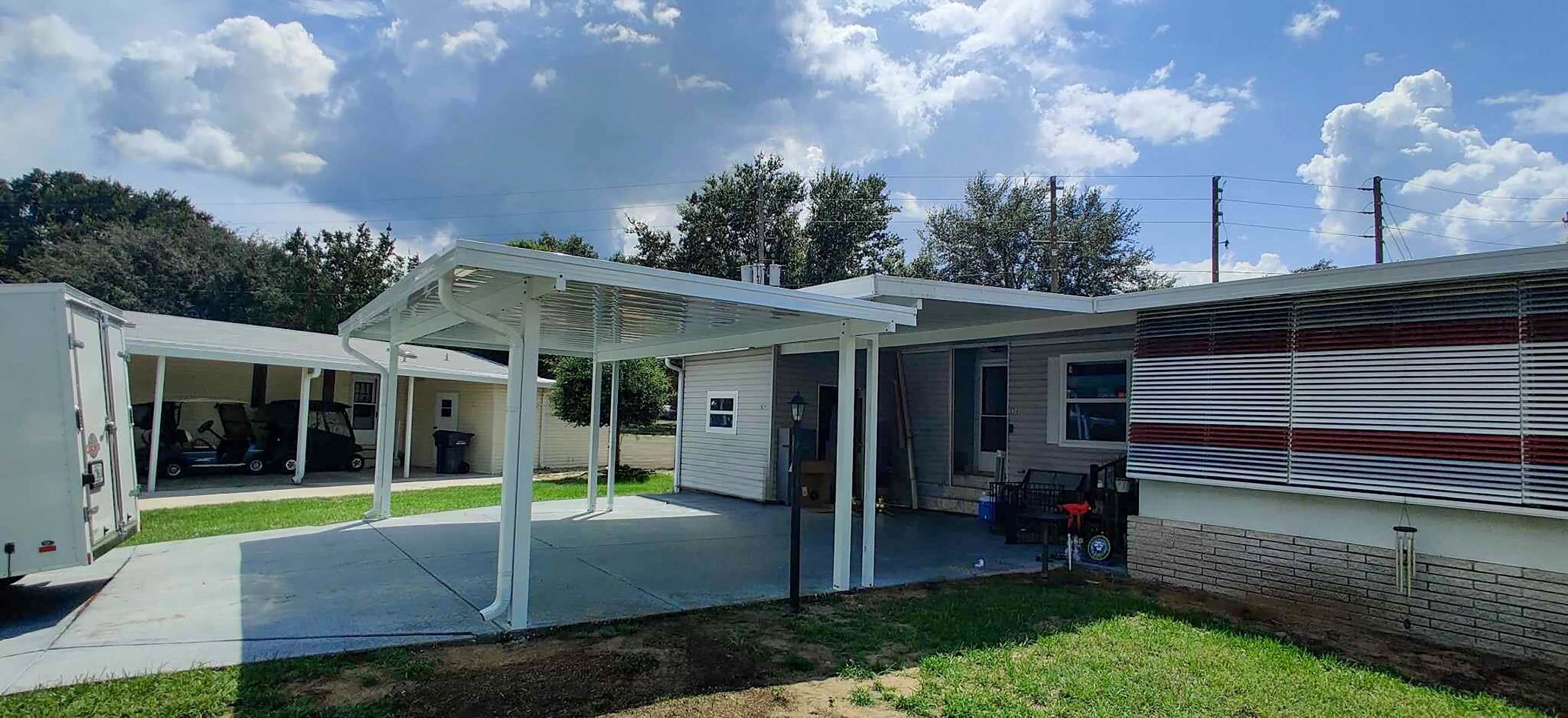 New carport installation at a home in Boynton Beach, Florida