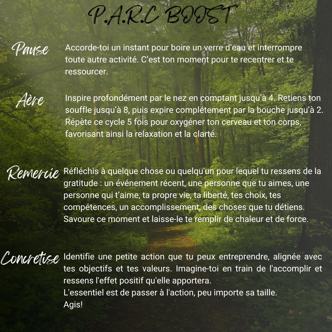 Schéma des 4 étapes pour harmoniser le cerveau et le cœur lors des moments difficiles.