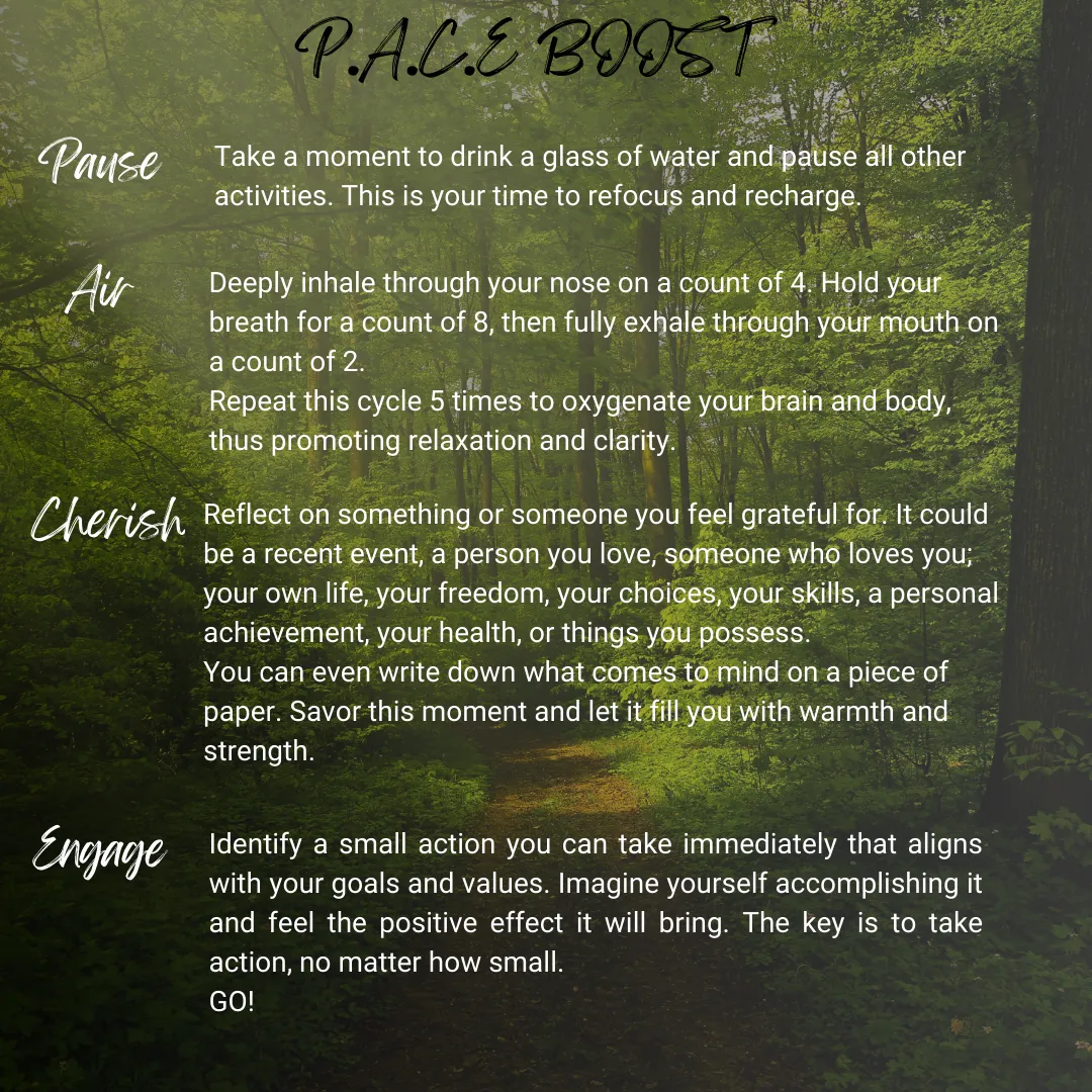 Schéma des 4 étapes pour harmoniser le cerveau et le cœur lors des moments difficiles.