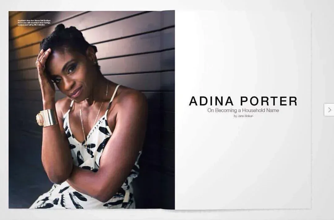 black woman actress makeup and natural hair texture styled for a magazine