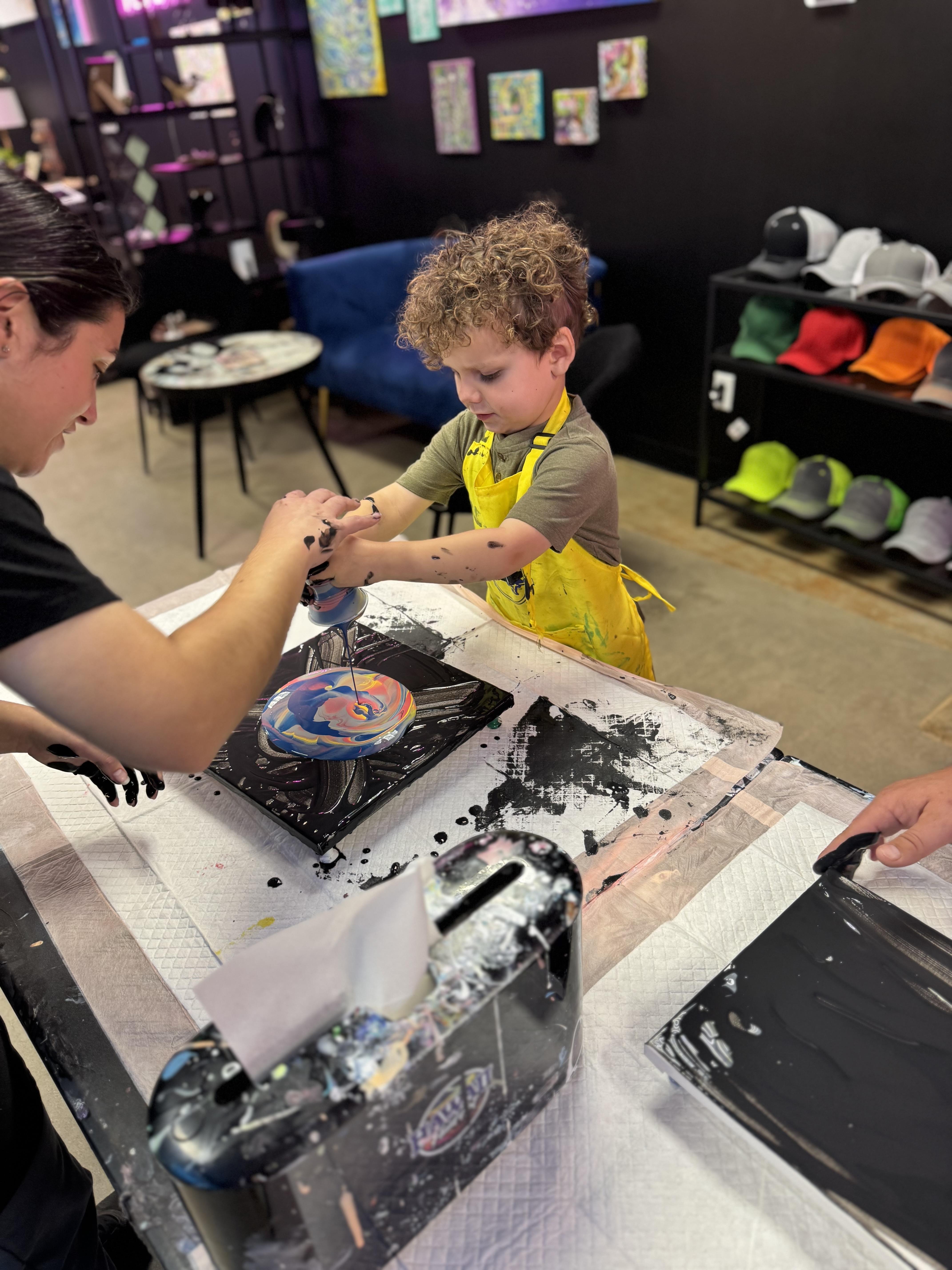 Caramel drizzles down over sweet treats.