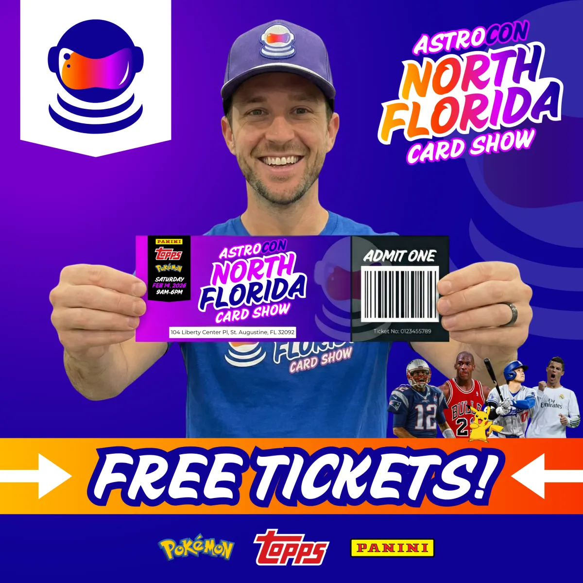 AstroCon Jacksonville — North Florida’s top trading card show for sports cards, Pokémon, and collectibles. Free entry, giveaways, and top vendors!