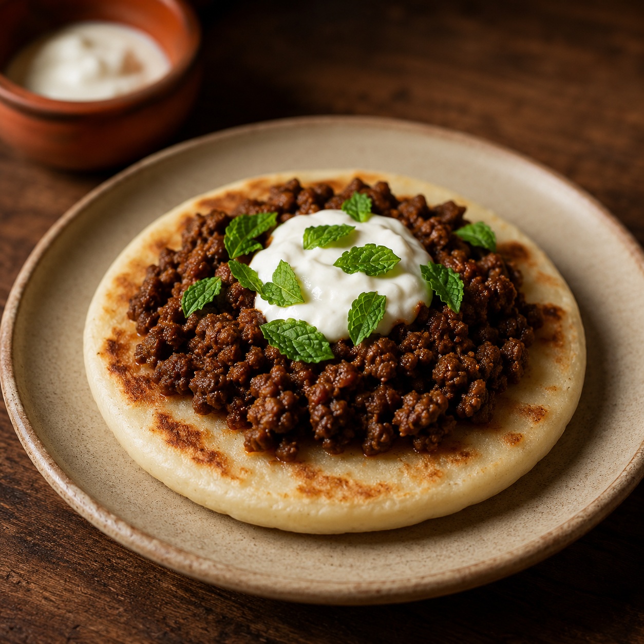 Arepa with Harissa Lamb — North African Fusion Gluten-Free Dinner
