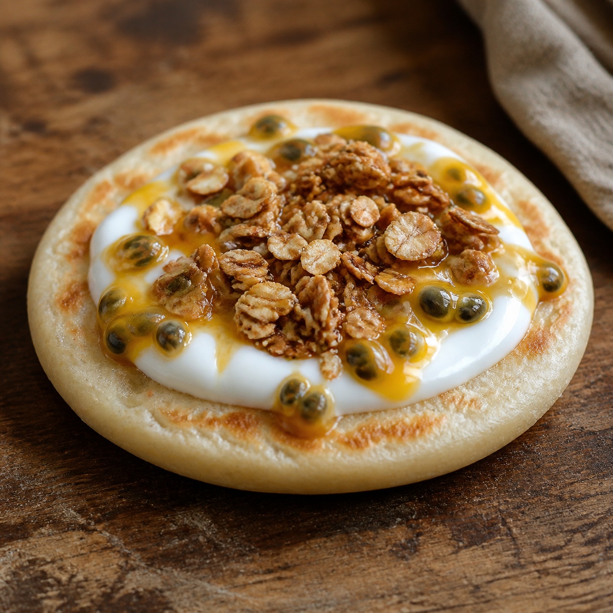 Passionfruit Yogurt Granola Arepa — gluten-free arepa recipe