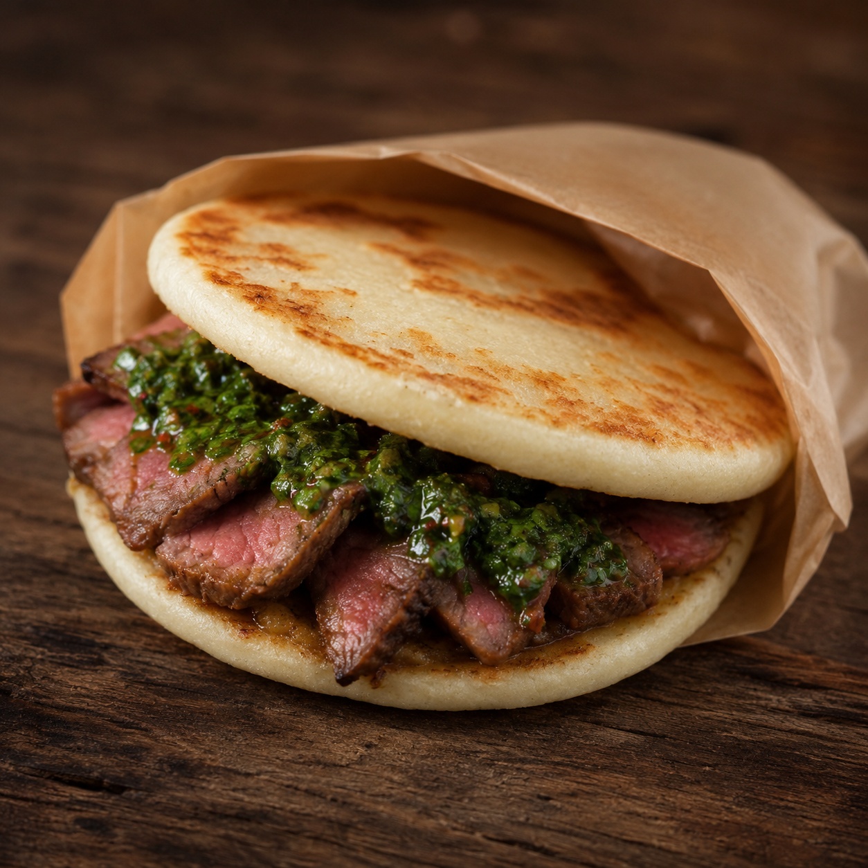 Chimichurri Steak Arepa Sandwich — Gluten-Free On-the-Go Meal