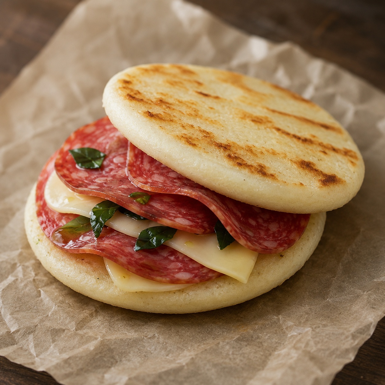 Salami and Provolone Arepa Sandwich — Italian-Inspired Gluten-Free Lunchbox