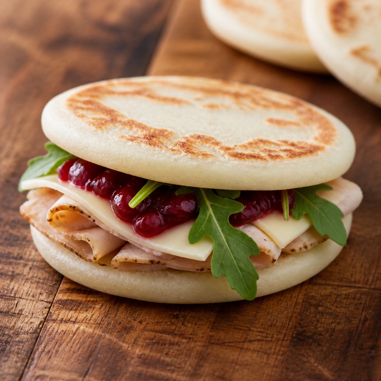 Roast Turkey Cranberry Arepa Sandwich — gluten-free arepa recipe