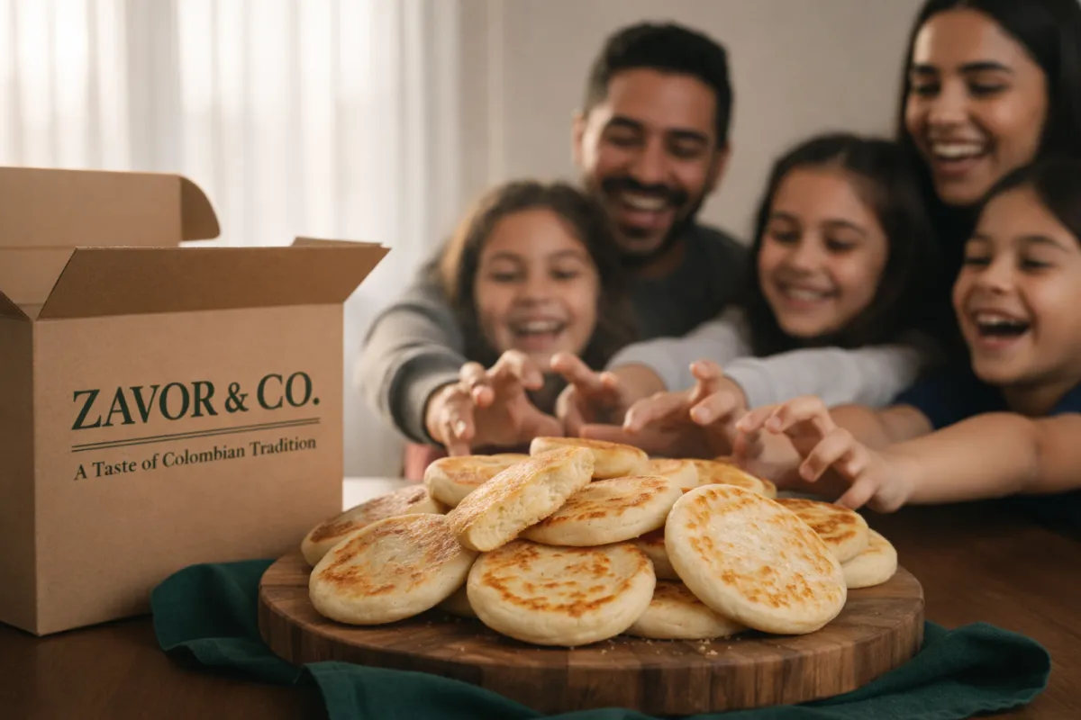 Family Pack of Zavor & Co. Arepas on a breakfast table