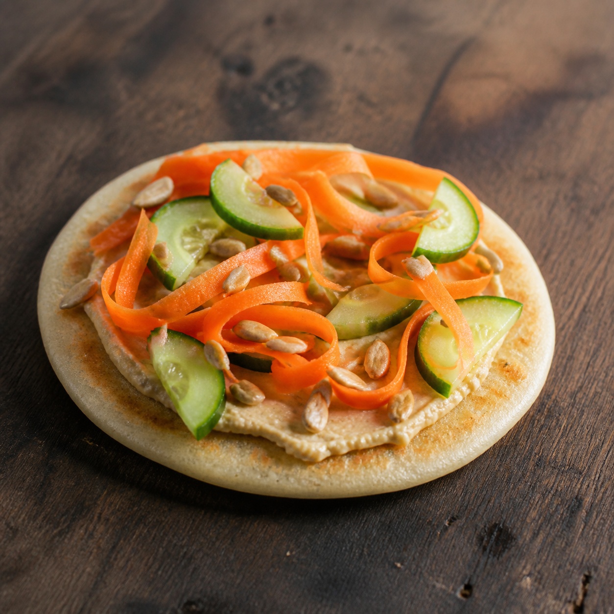 Hummus Carrot Cucumber Arepa — gluten-free arepa recipe