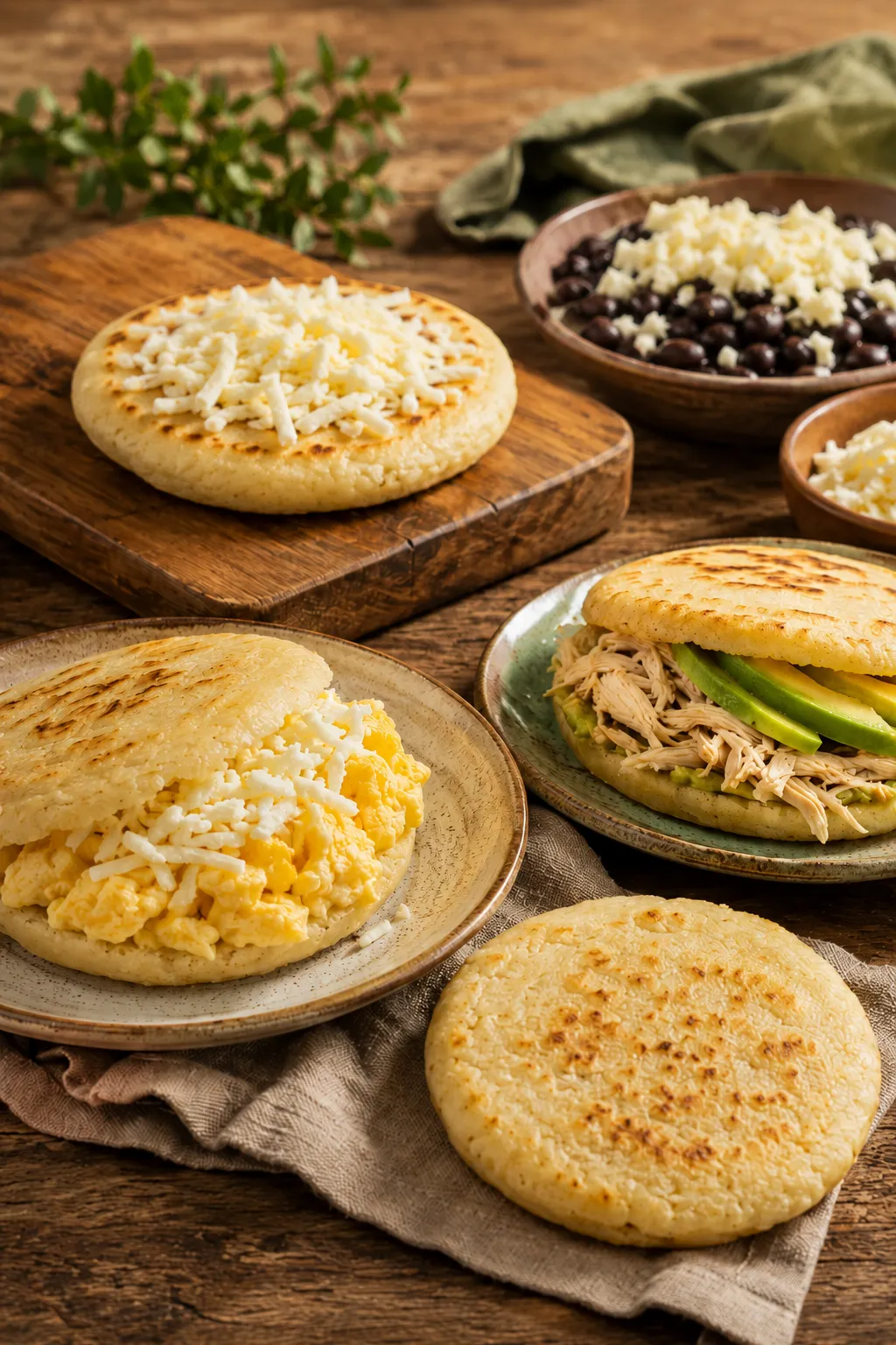 Zvor arepas paired with other foods