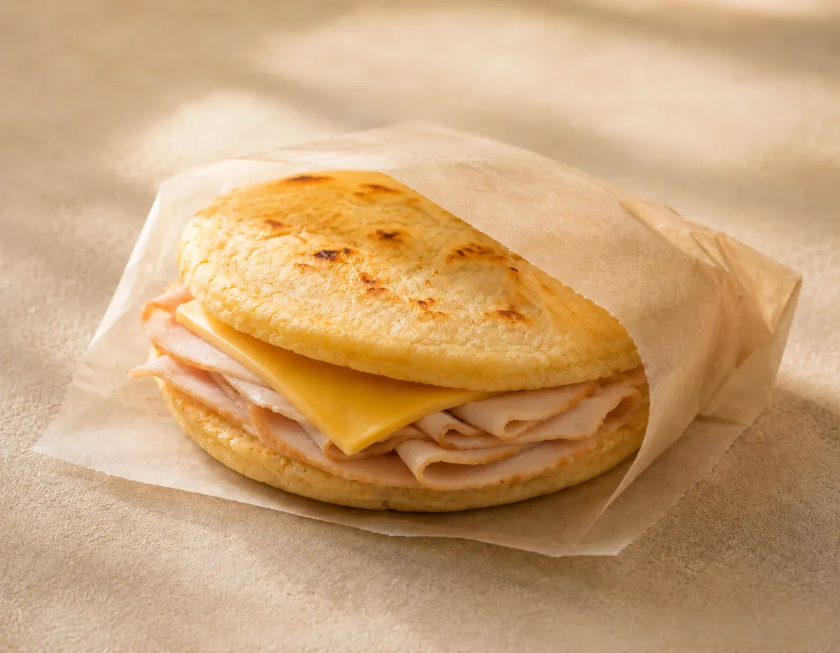 Zavor turkey and cheese arepa sandwich 
