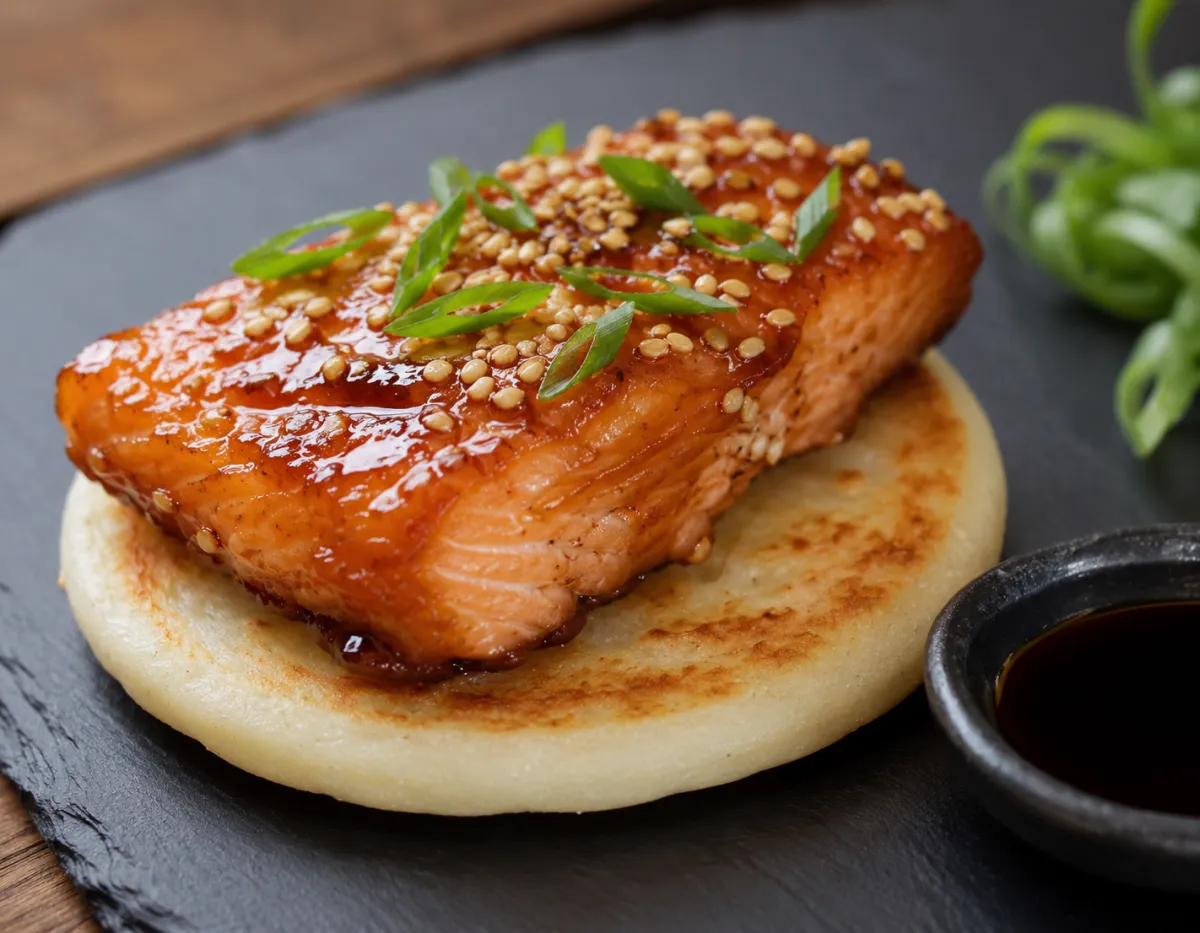 Arepa with Teriyaki Salmon — Japanese Flavors on a Colombian Classic