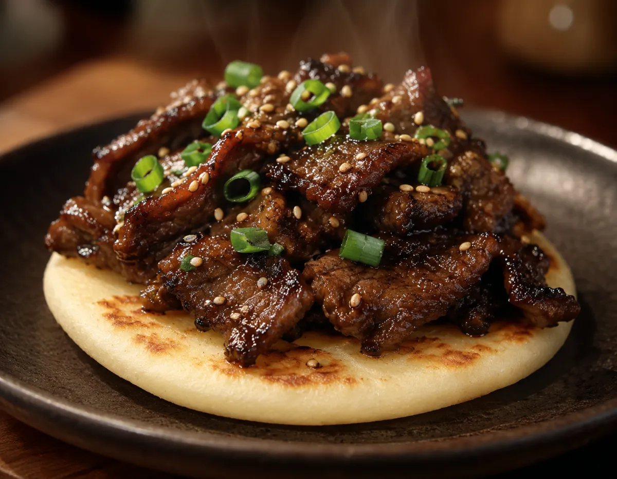 Arepa with Korean Bulgogi — Bold BBQ Beef on a Colombian Arepa