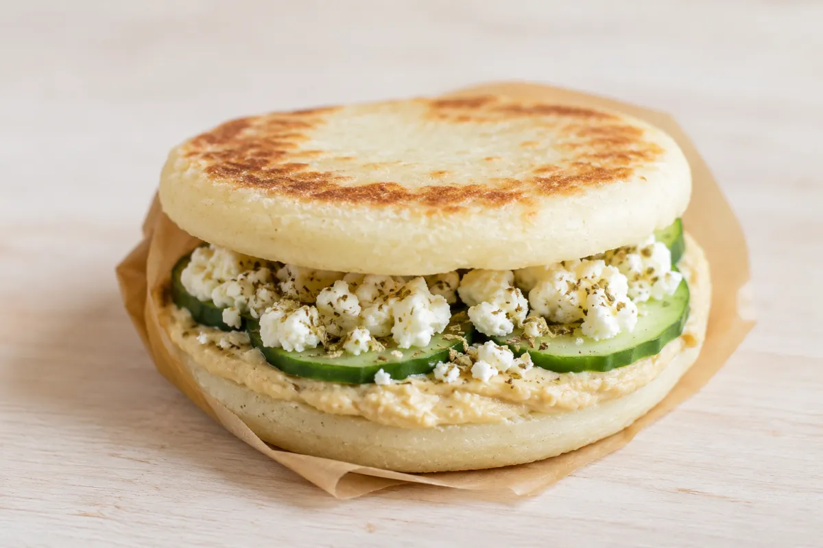 Hummus, Cucumber and Feta Arepa — Fresh Gluten-Free Lunchbox Idea