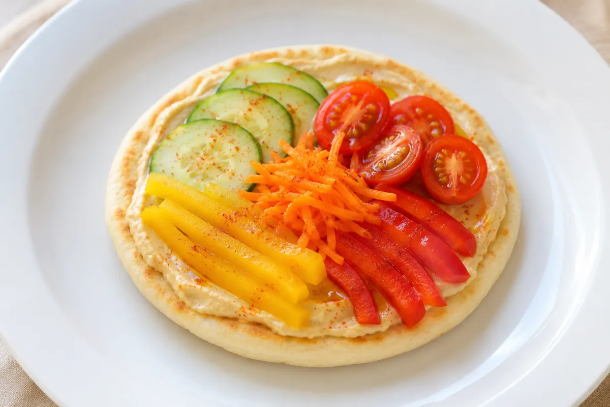 Hummus and Rainbow Veggie Arepa — Fun After-School Snack Kids Can Build Themselves