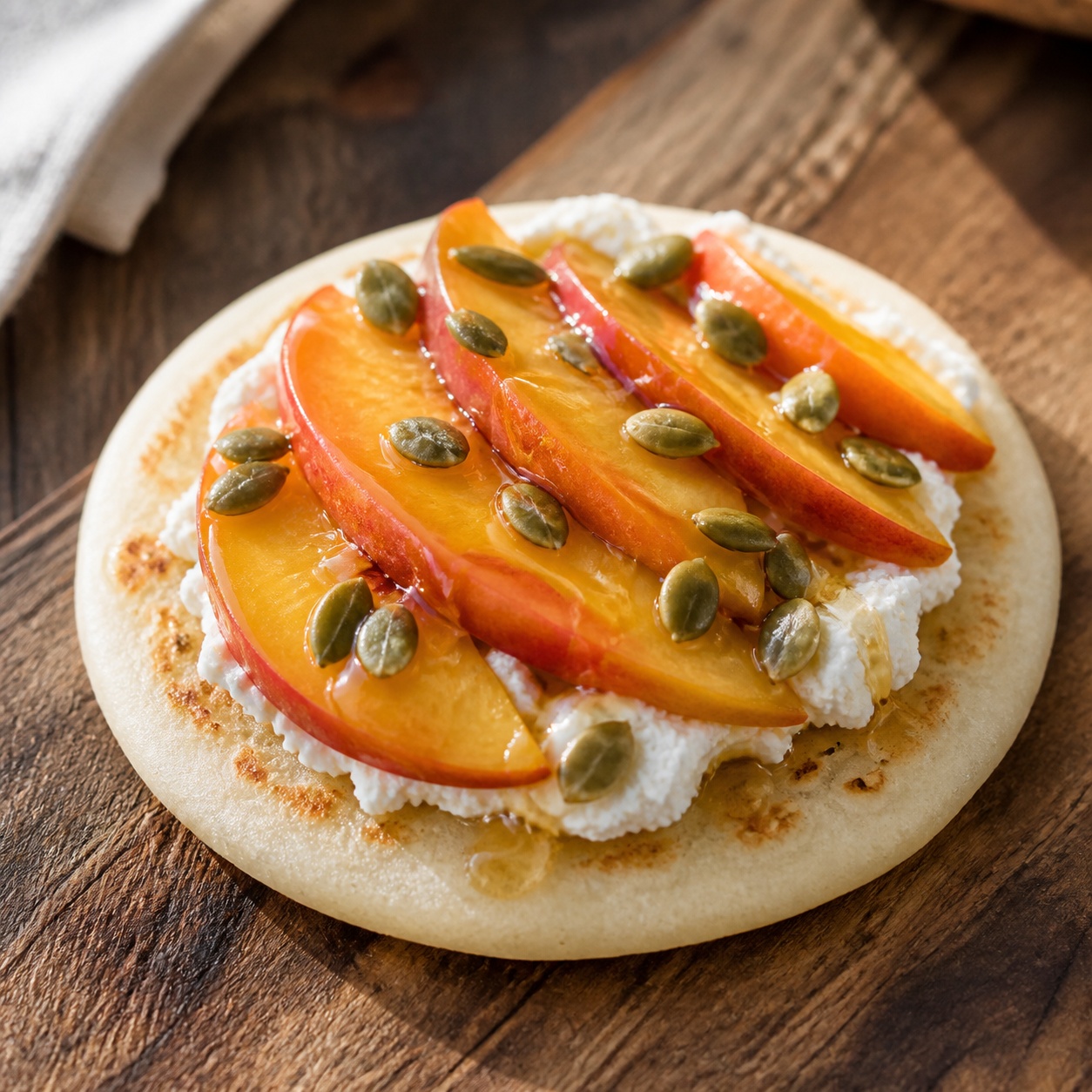 Peach Ricotta Honey Arepa — gluten-free arepa recipe