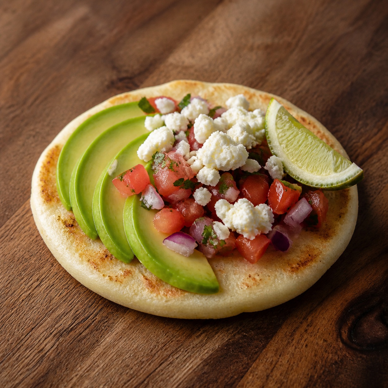 Queso Fresco Avocado Pico Arepa — gluten-free arepa recipe