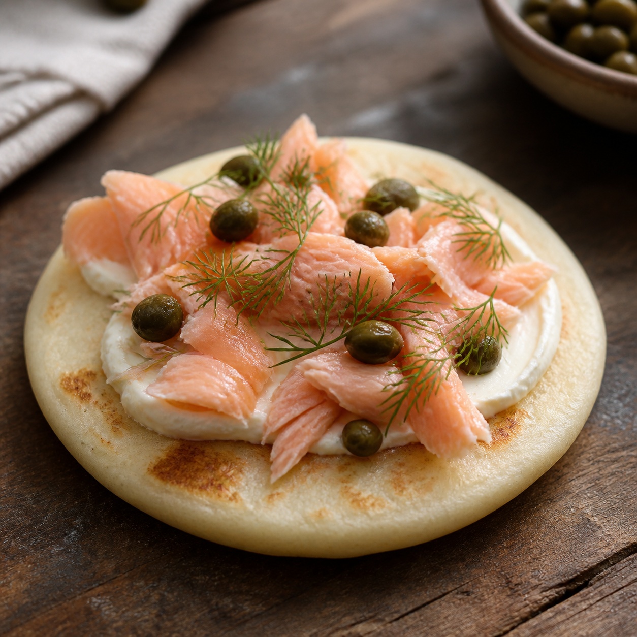 Smoked Trout Dill Cream Cheese Arepa — gluten-free arepa recipe