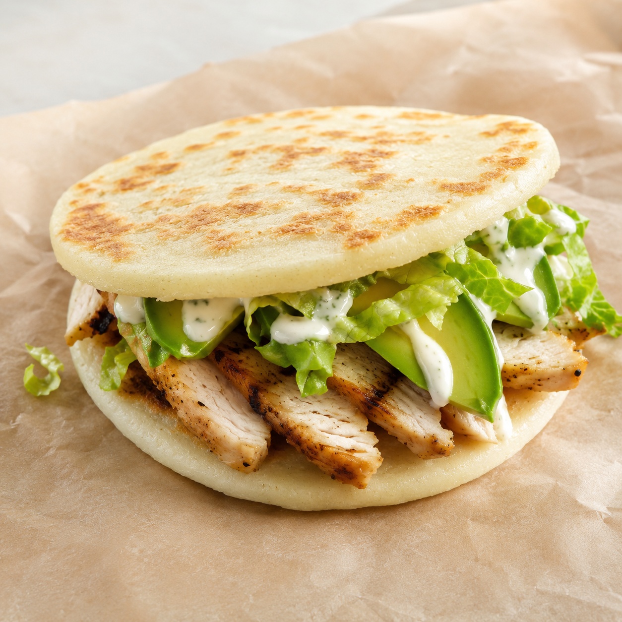Grilled Chicken and Avocado Ranch Arepa Sandwich — Gluten-Free Lunchbox