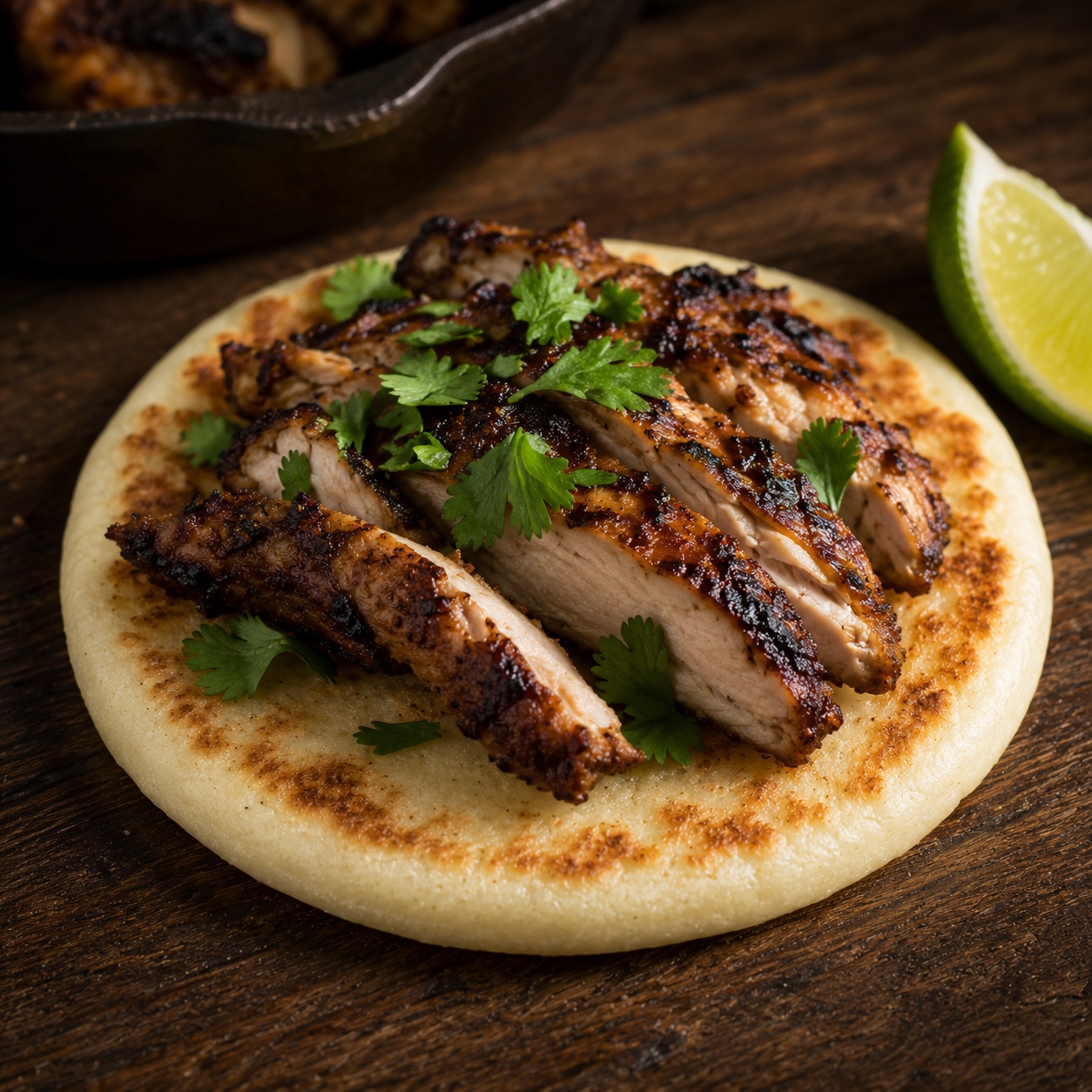 Arepa with Jerk Chicken — Caribbean Fusion Gluten-Free Dinner