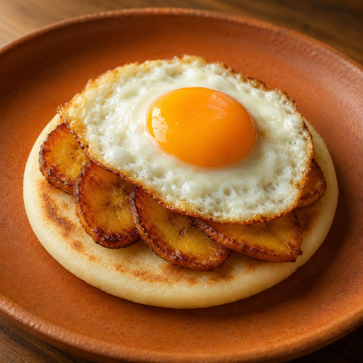 Plantain and Fried Egg Arepa — Colombian Breakfast at Home