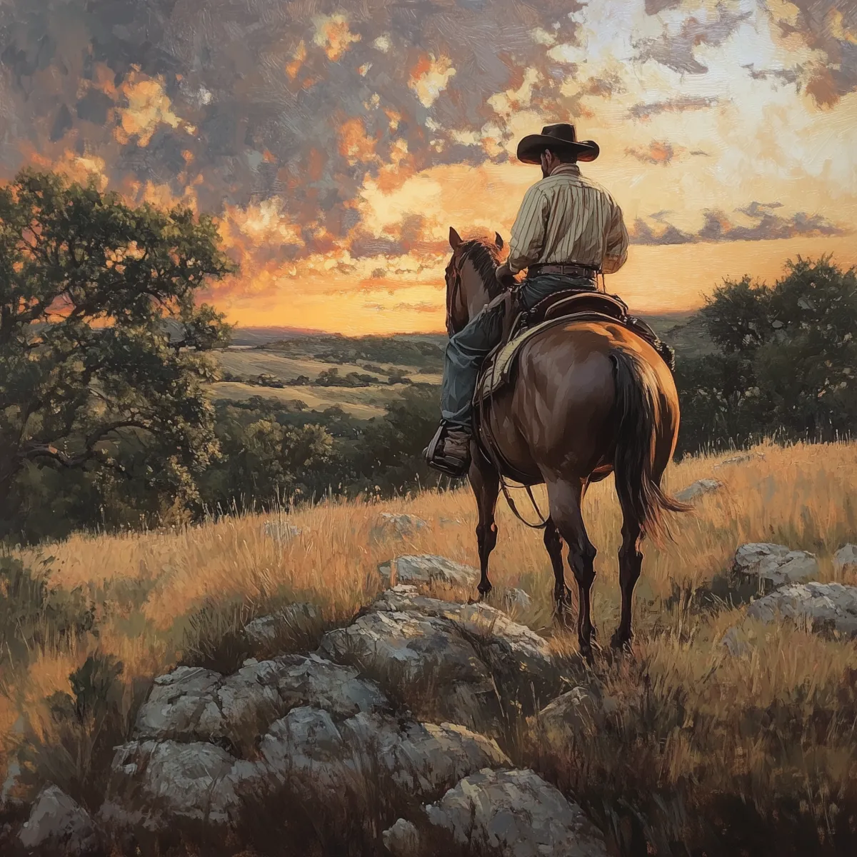 a man riding a horse