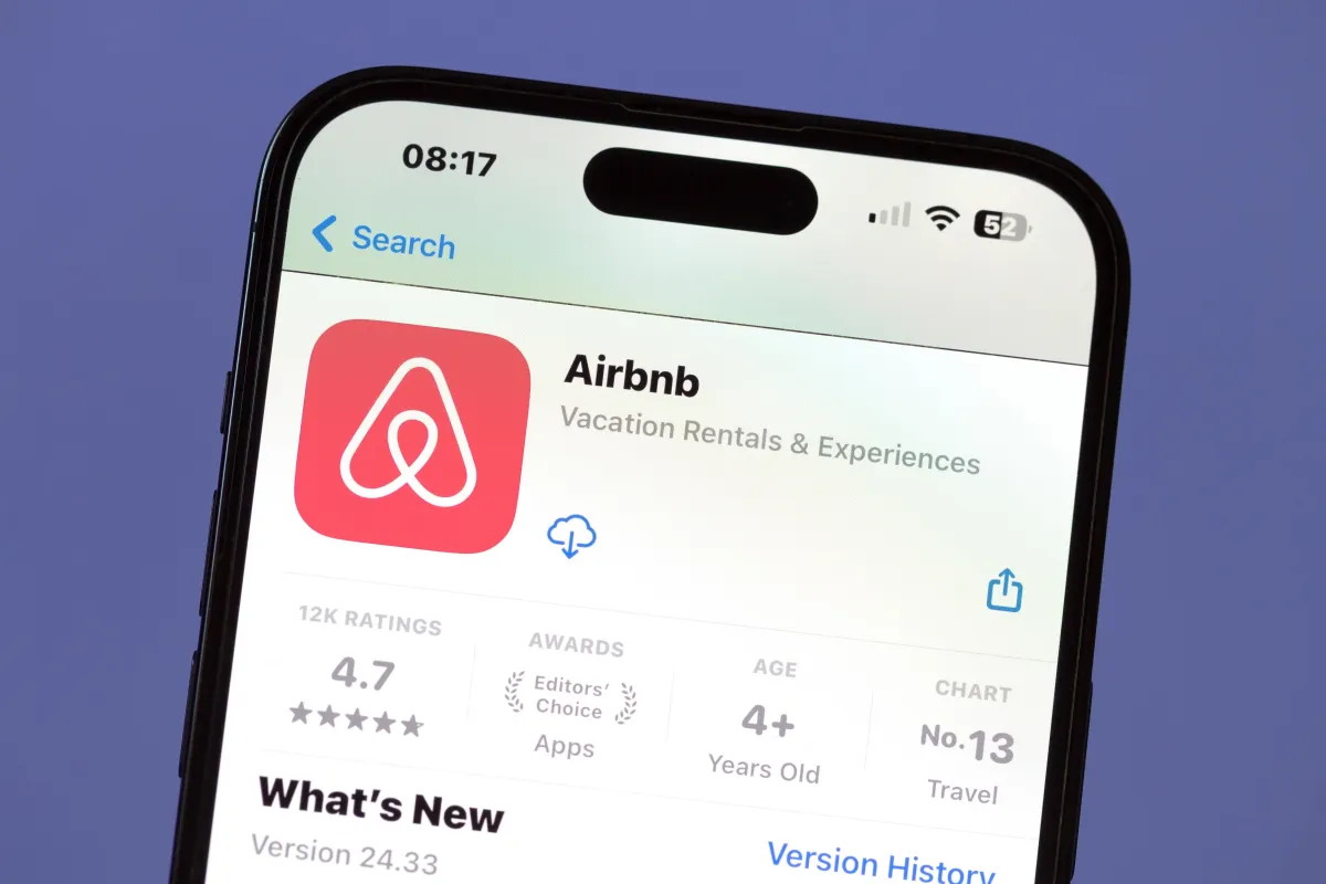 Airbnb listing displayed on a smartphone, showcasing a clean and attractive vacation rental property.