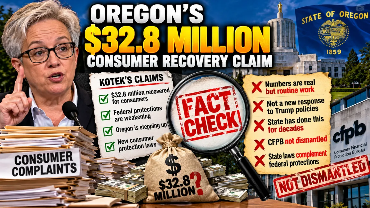 Oregon state capitol at dusk with financial documents overlay
