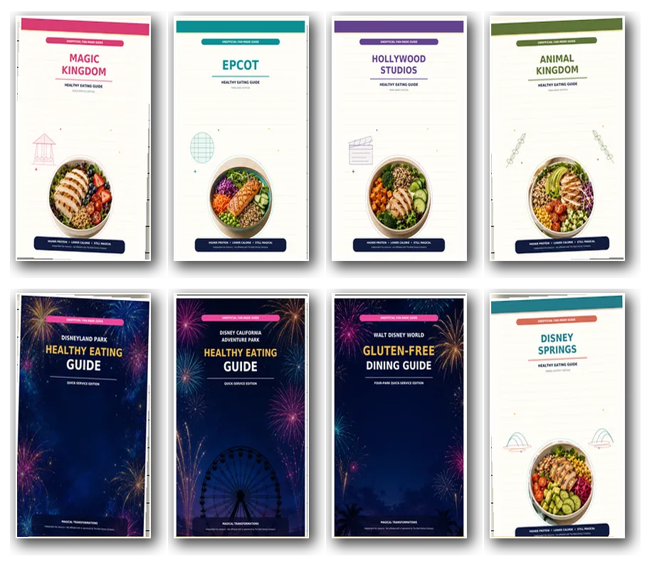 Covers of eight healthy park eating guides