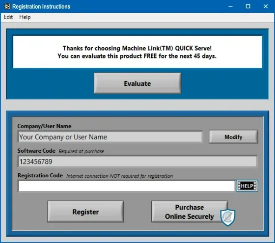 Machine Link Registration is quick and easy!