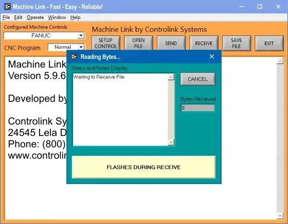 Machine Link - alerts the user when receiving a CNC file.