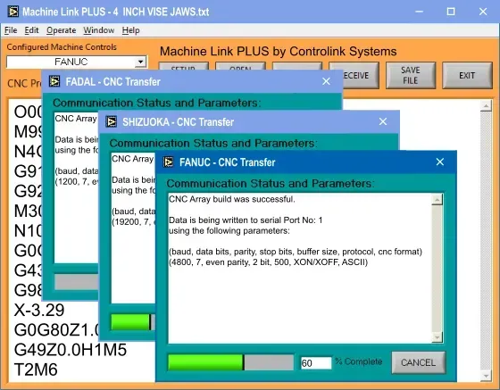 Machine Link PLUS serving multiple CNC communication sessions SIMULTANEOUSLY.