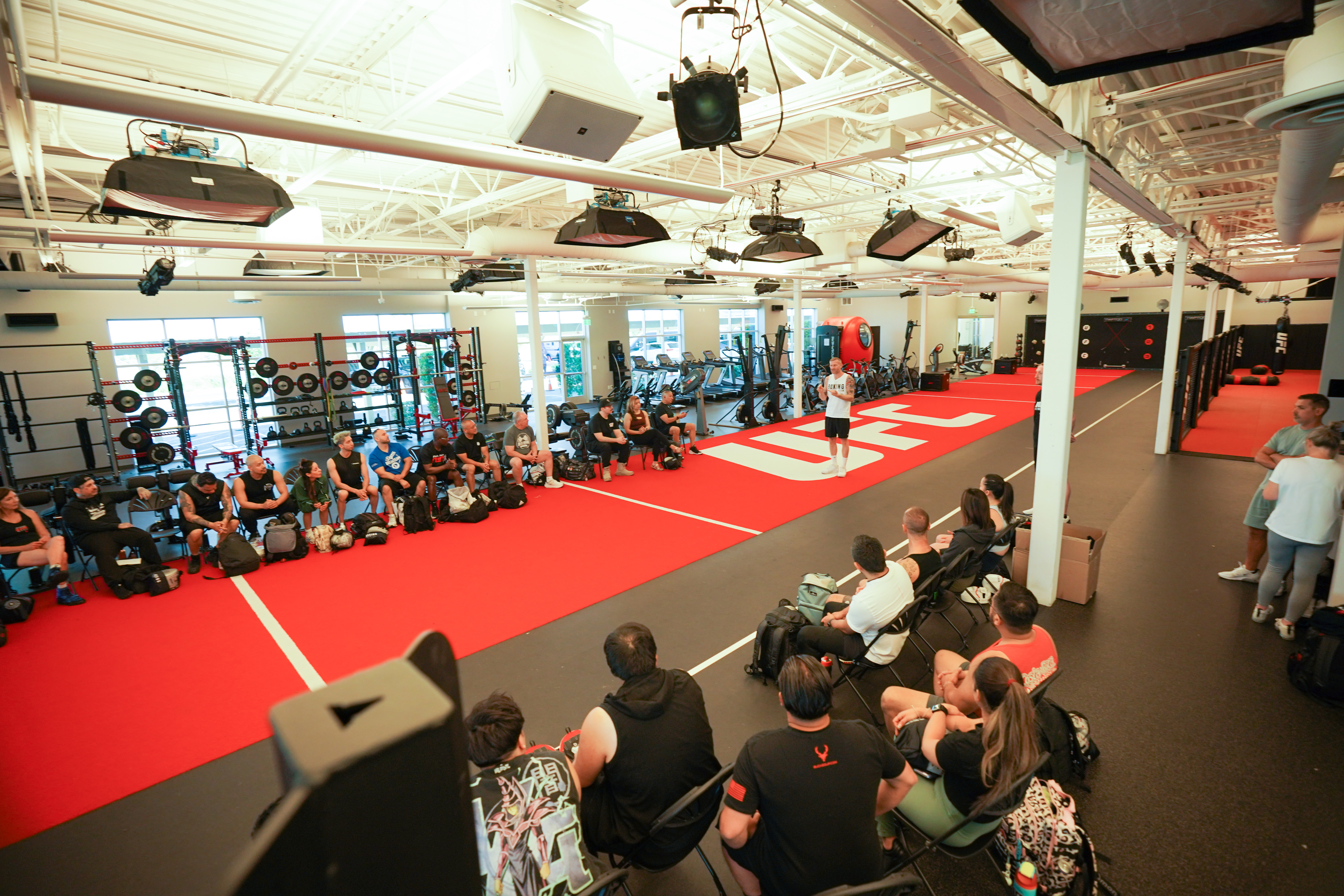 Group of certified Level 1 trainers attending an in person boxing for fitness certification live course taught by Tony Jeffries.