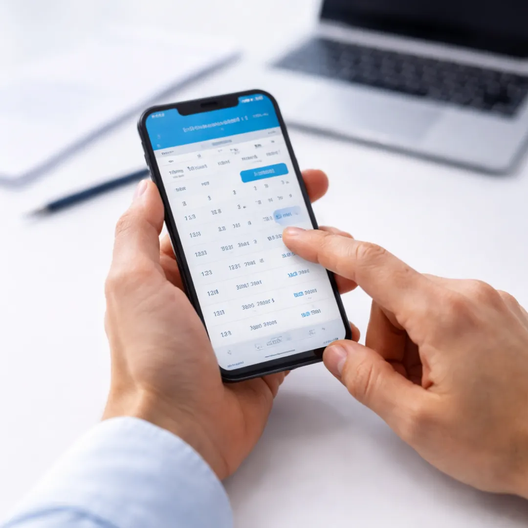 Patient scheduling a spine evaluation appointment on smartphone