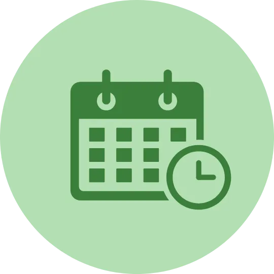 green rounded date and time icon