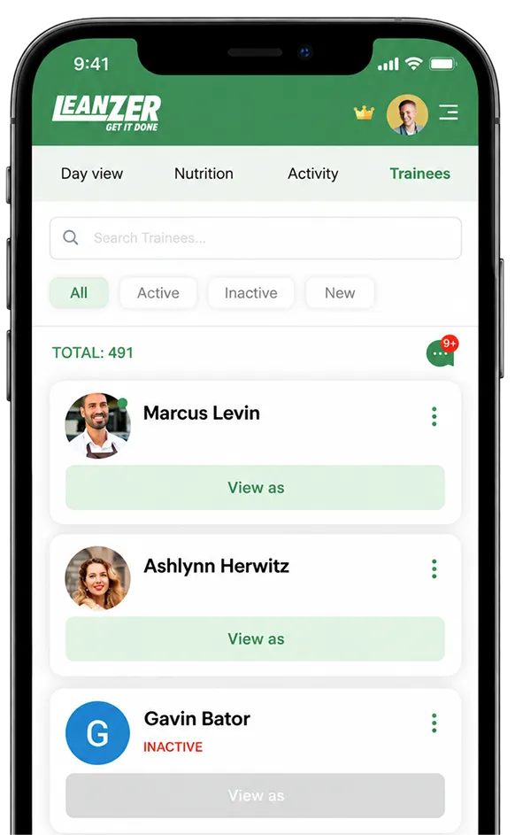 Leanzer Professional Coach Dashboard on mobile mockup