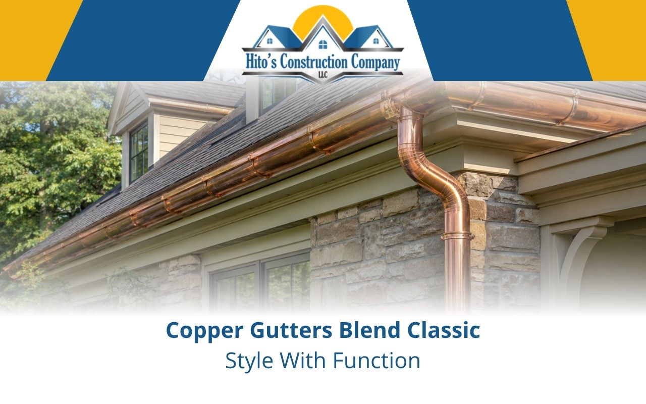 copper gutters adding a refined finish to a home exterior