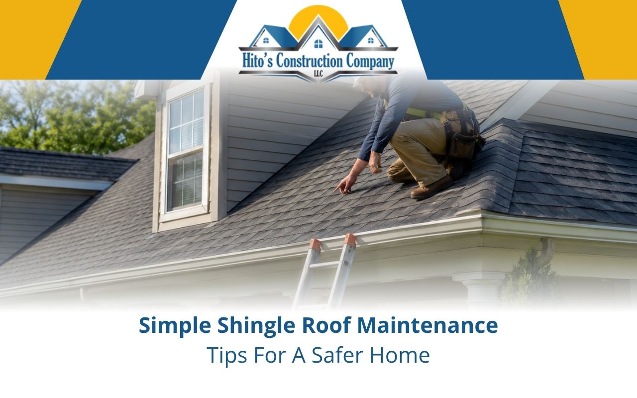 Shingle roof maintenance check showing curled shingles