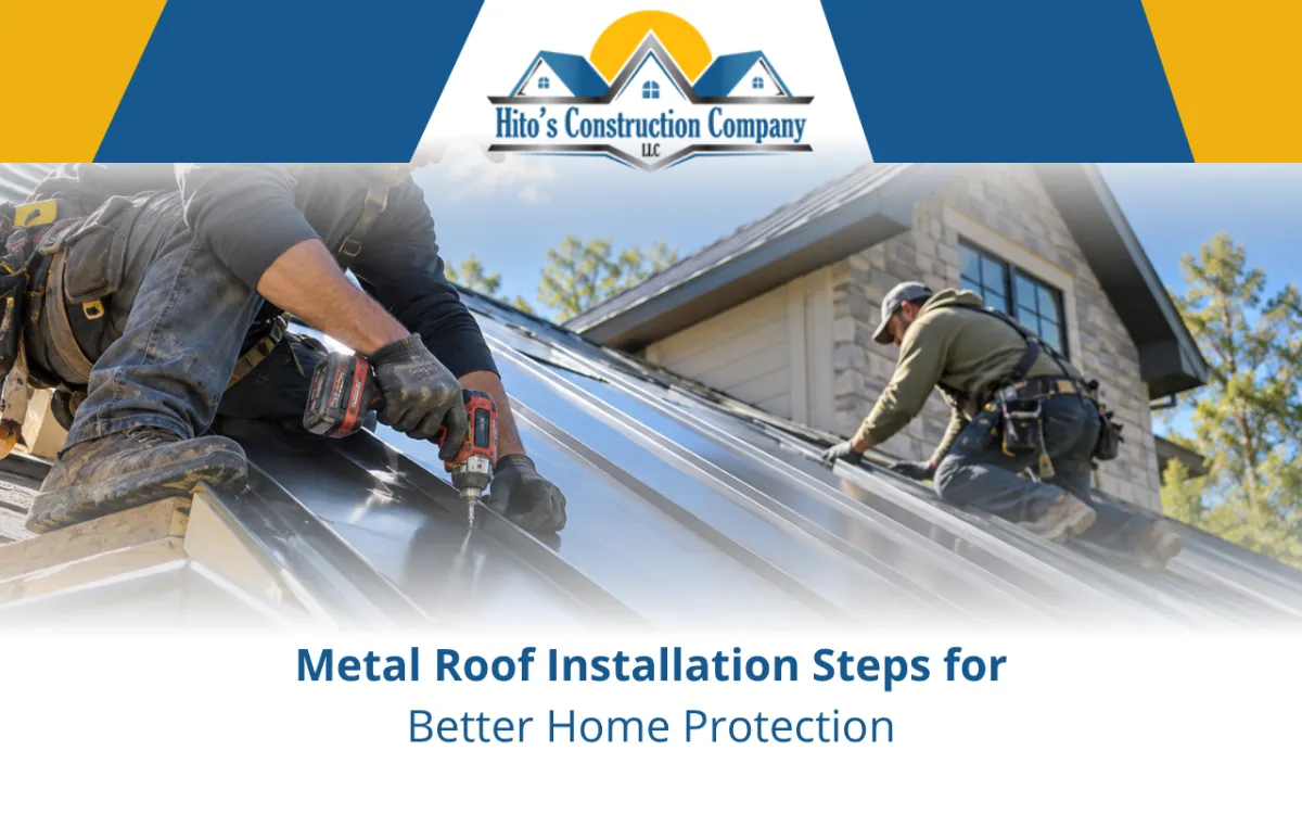 Metal roof installation on a residential home