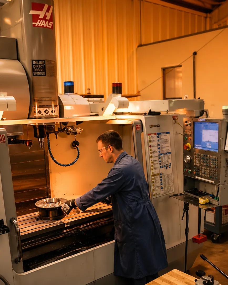 Engineer working with precision tools in workshop