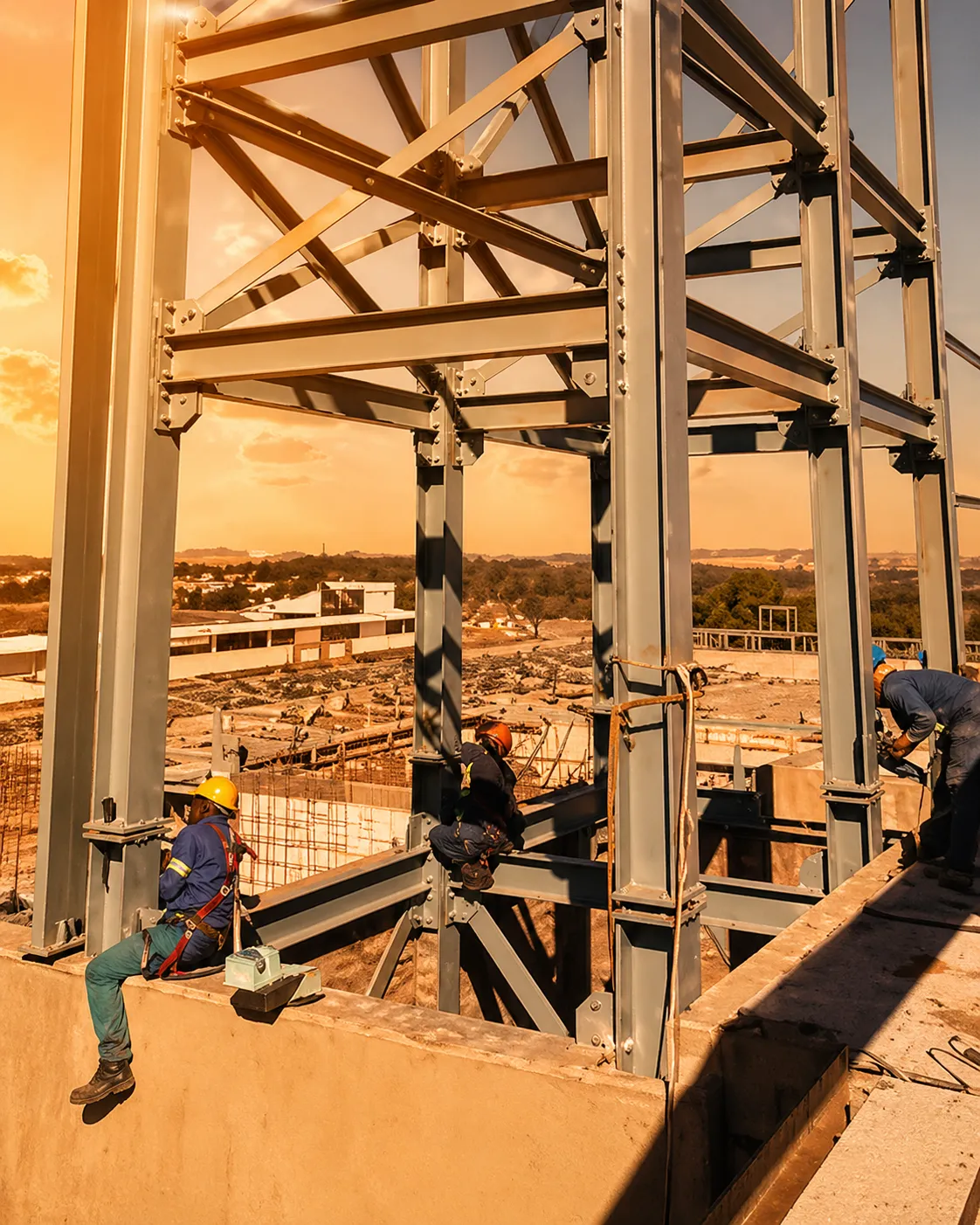 Construction workers on site with safety gear