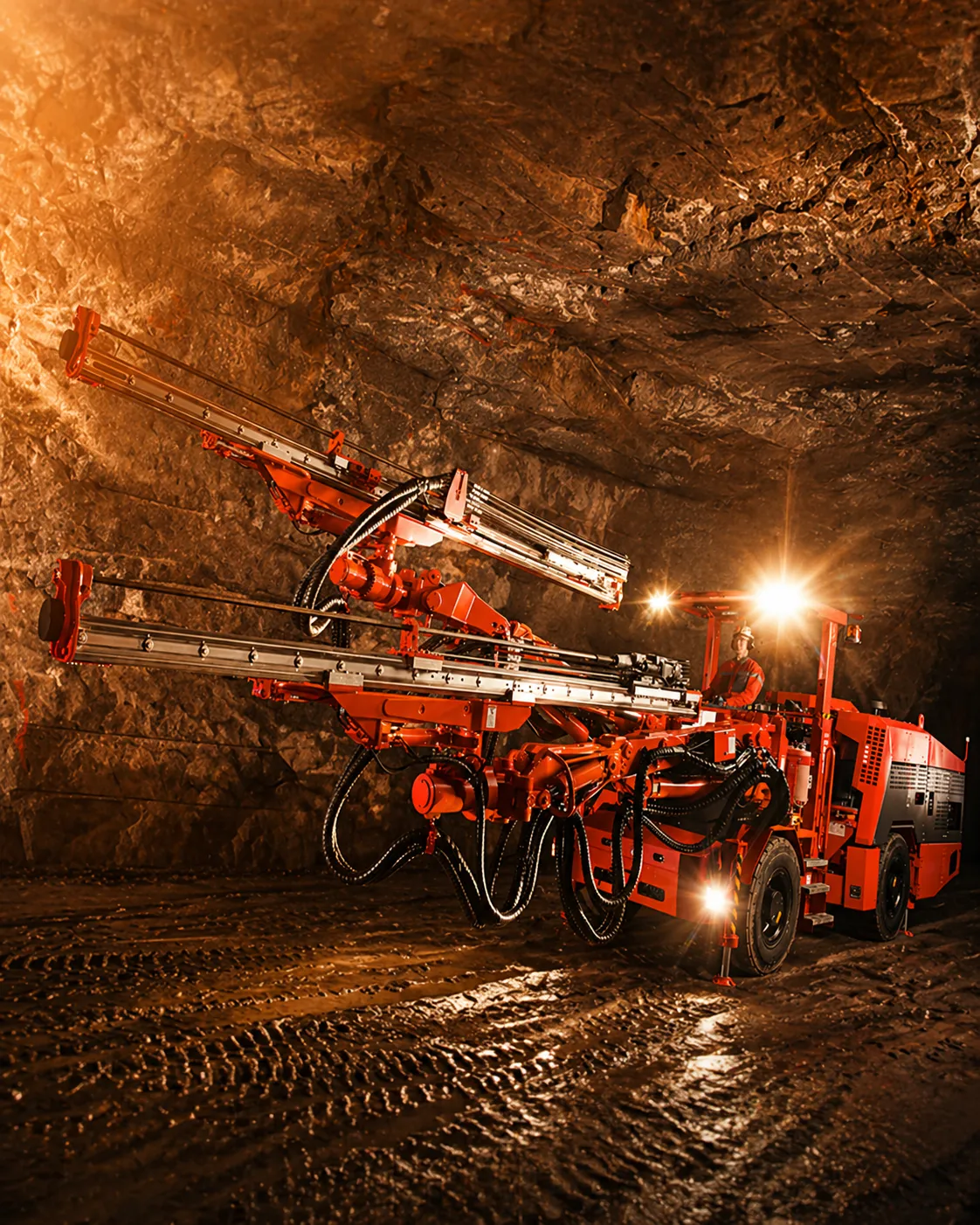 Heavy machinery and mining operation at dusk