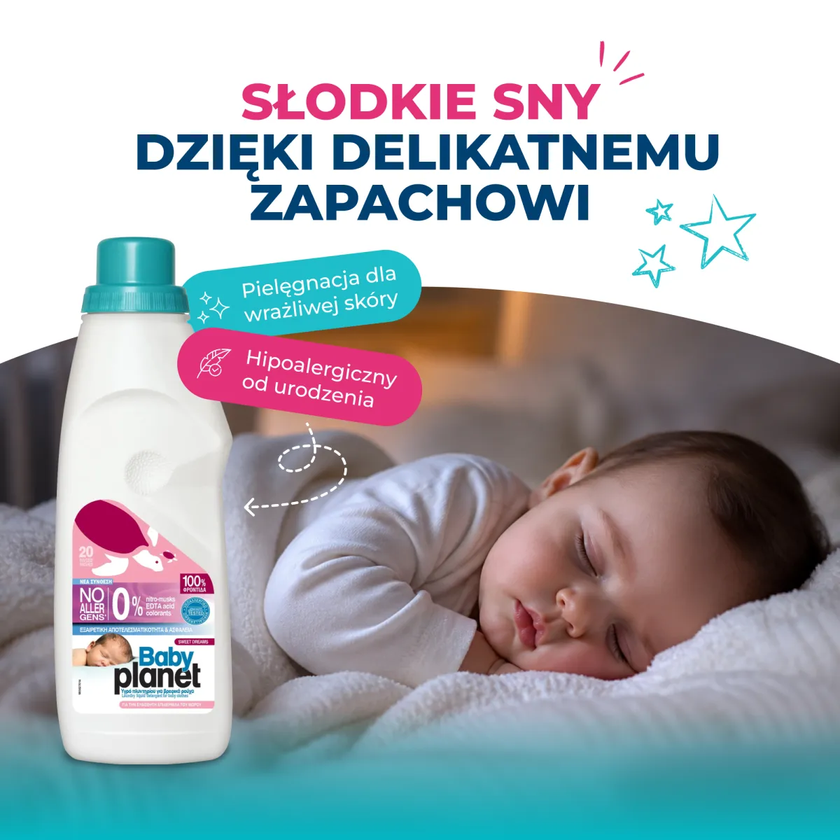 BABY PLANET HIPOALERGICZNY PŁYN DO PRANIA OD PIERWSZYCH DNI ŻYCIA SWEET DREAMS 1160ML – Image 5
