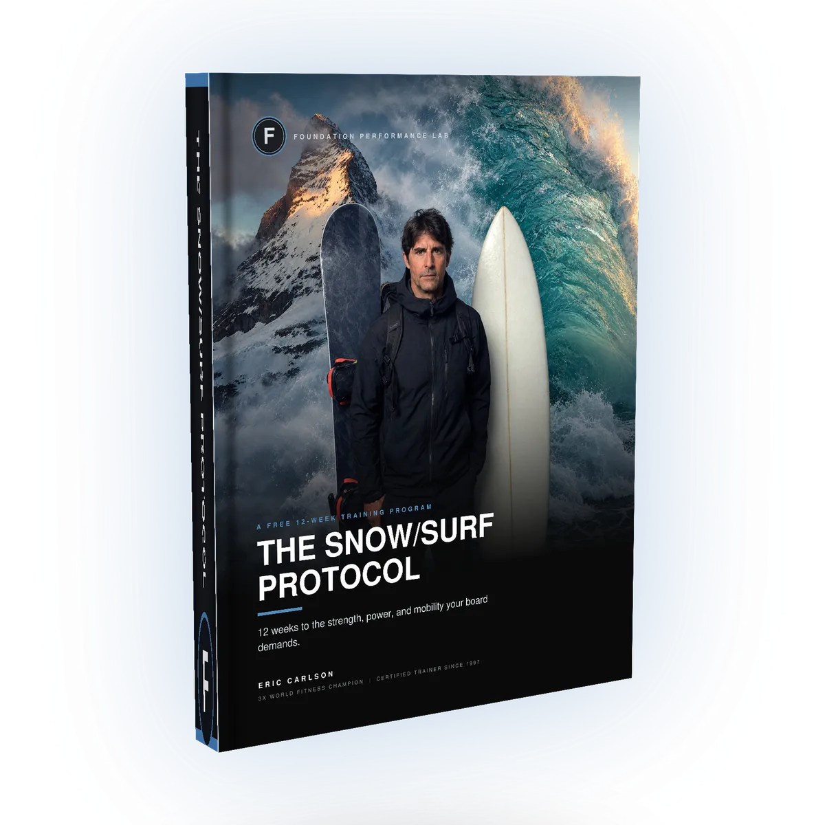 Snow and Surf Workout Guide 3D Hardcover PDF Book Mockup