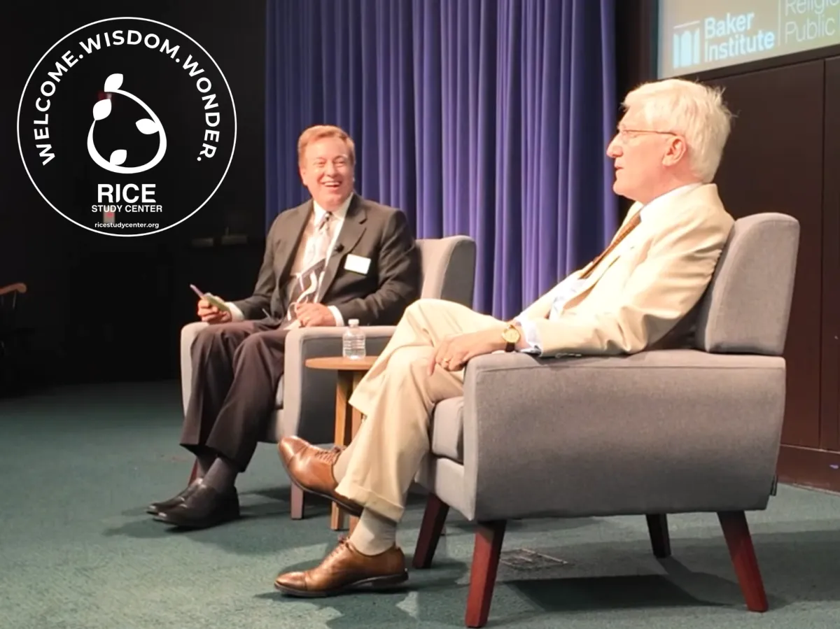 Dr. Michael Emerson interviewing Dr. Robert George at the Rice University Baker Institute