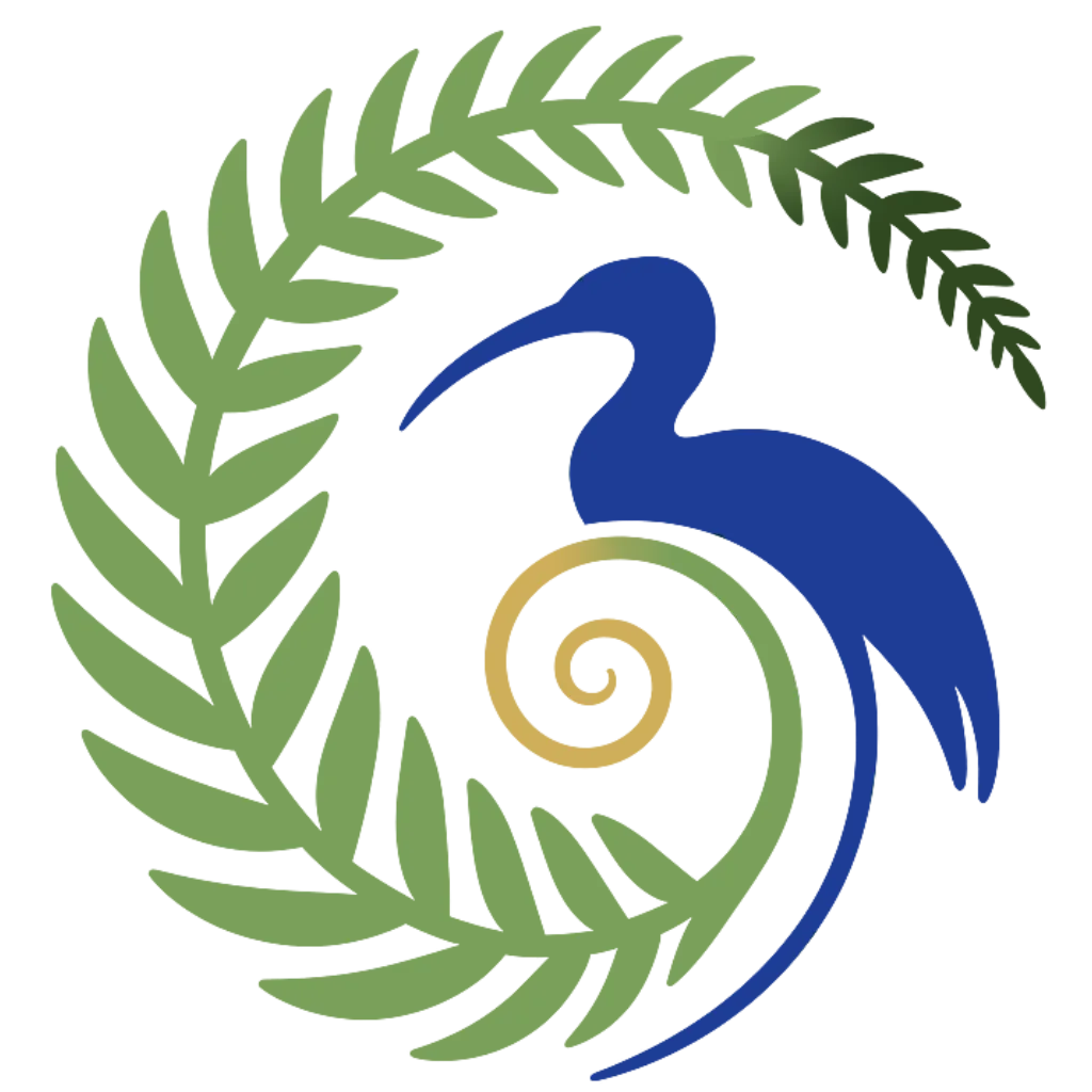 Green and Gold Spiral Leaf with Royal Blue Ibis Joya Powers Logo