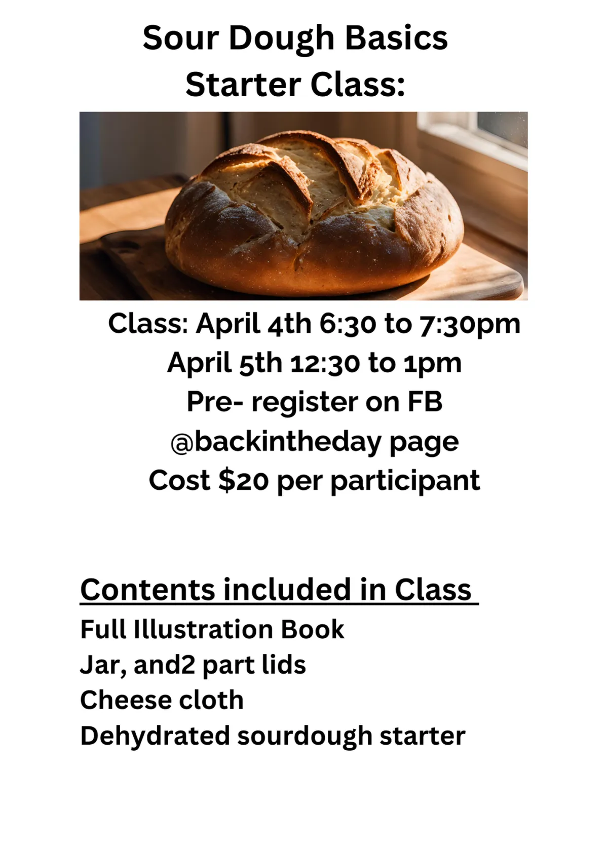 Sourdough start class